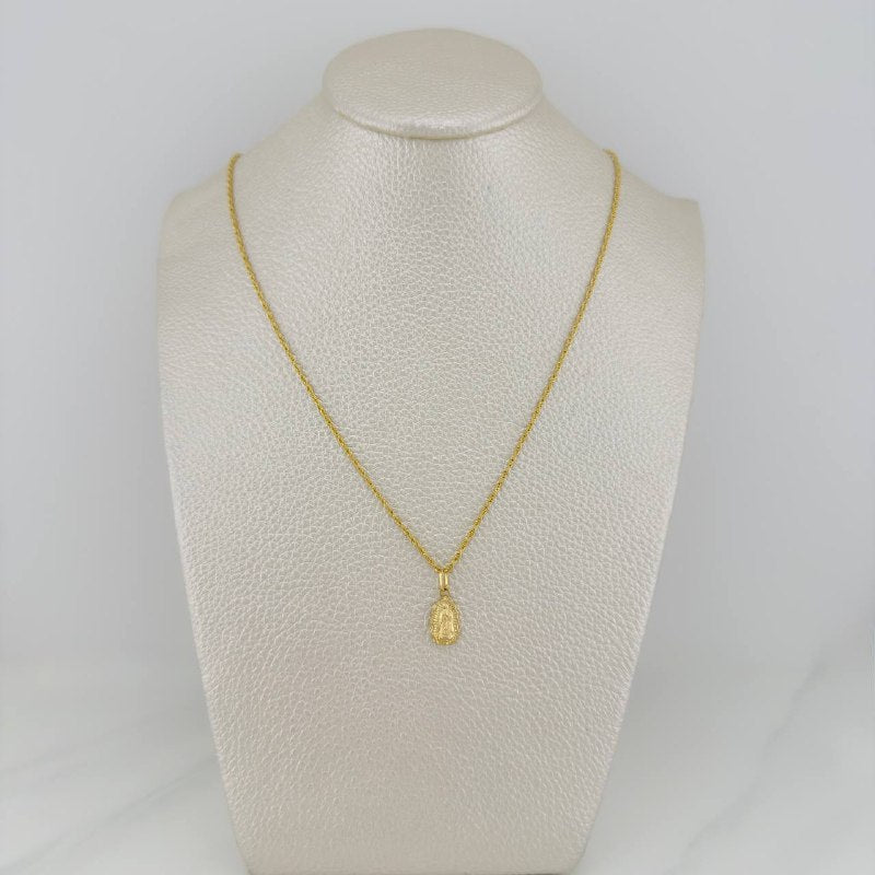Set Cadena Lazo + Dije Virgen De Guadalupe / 1,35 gr / 45 cm Oro Amarillo 18K