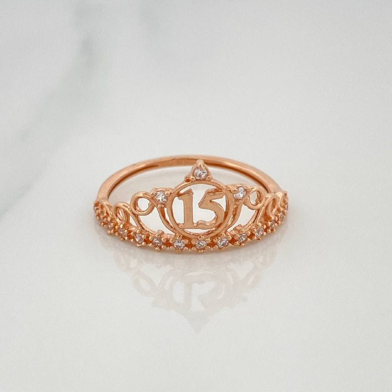 Anillo 15´S Corona 1.75 g / T6 1/2 Oro Rosa 18K