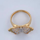 Anillo Mariposa Monarca 4.55gr / T7 1/4 / Dos Oros Amarillo Blanco 18K &