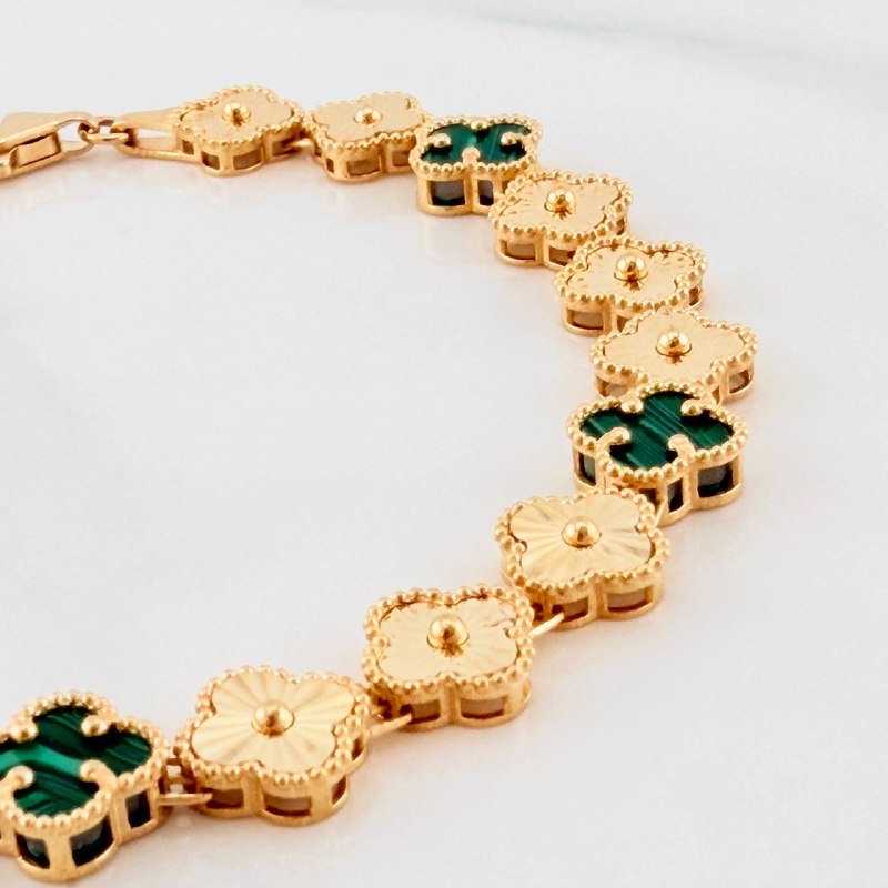 Pulso Trebol Diamantado 9.2 g / 18 cm / 7.2 mm Oro Amarillo 18K