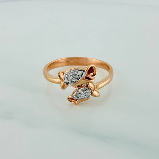 Anillo Rosas 2.7gr / T7 1/4 / 2.2cm / Dos Oros Blanco Rosa 18K