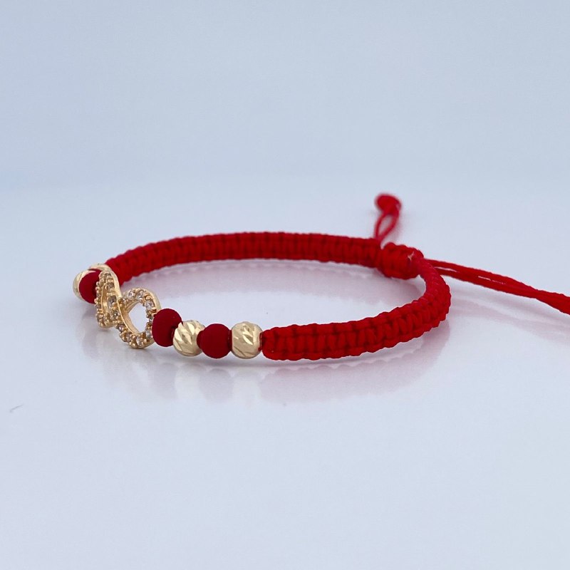 Pulsera Tejida Roja Infinito 1.45gr / Oro 18K &