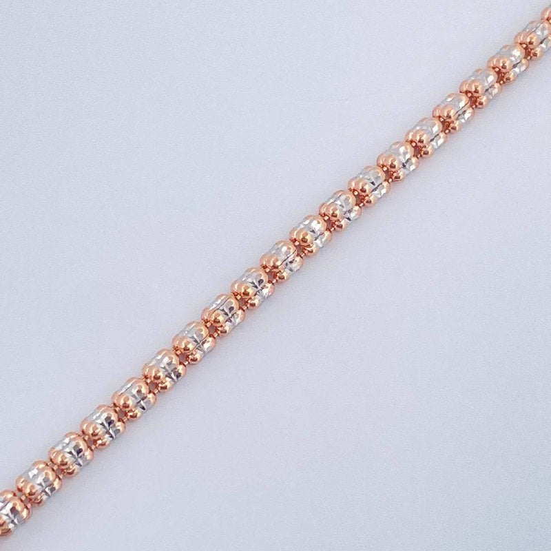 Pulso Ice 4.55gr / 20.5cm / Dos Oros Blanco Rosa +4 14K Italy $