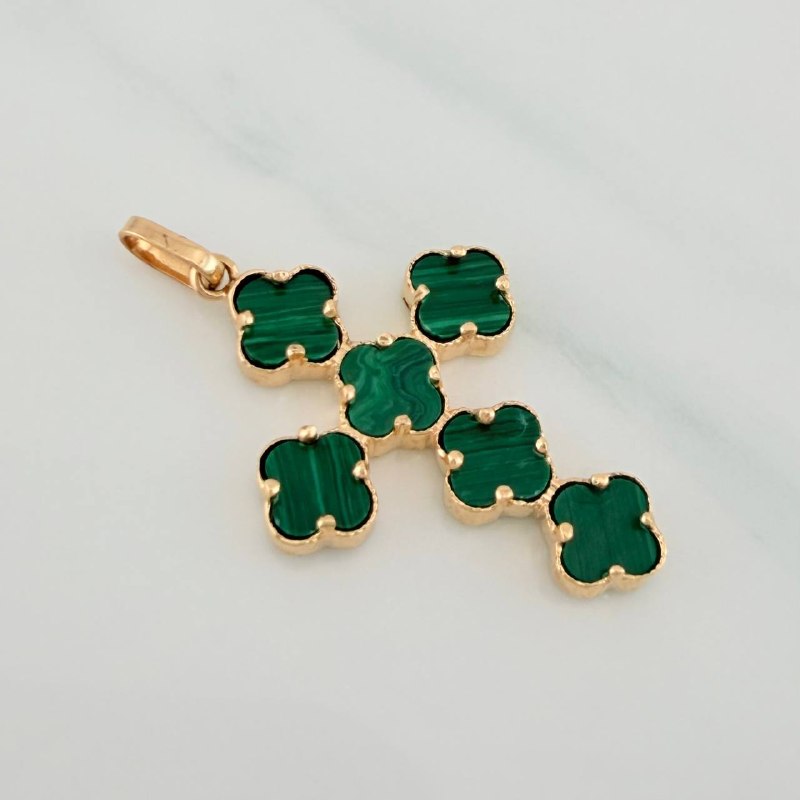 Dije Cruz Trebol 2.5 g / 3.5 cm Oro Amarillo 18K