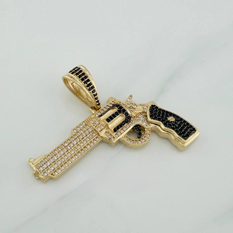 Dije Pistola 9.8 g / 4.2 cm Dos Oros Negro Amarillo 18K