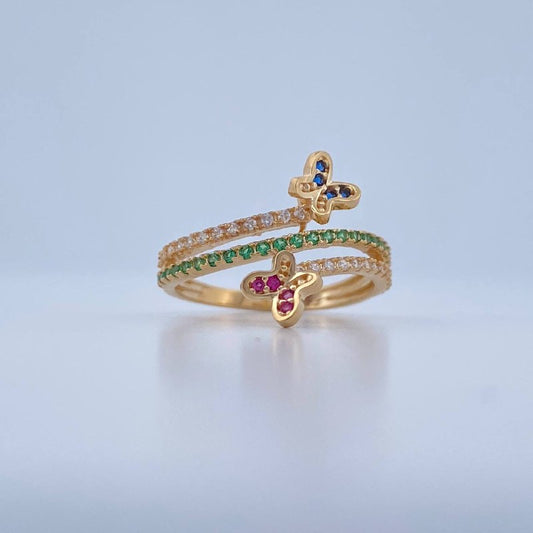 Anillo Mariposas Doble Carril 2.35gr / T6 1/4 / Oro Amarillo 18K &