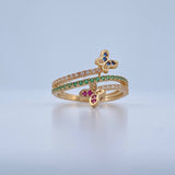 Anillo Mariposas Doble Carril 2.35gr / T6 1/4 / Oro Amarillo 18K &