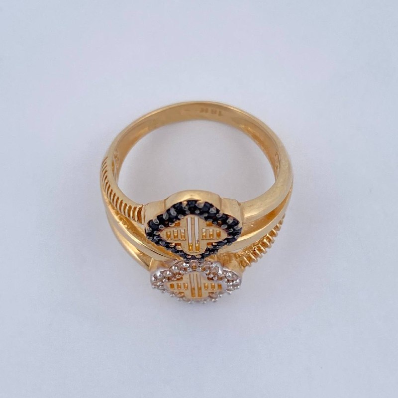 Anillo Doble Trebol 4.65gr / T6 1/2 / Tres Oros 18K &