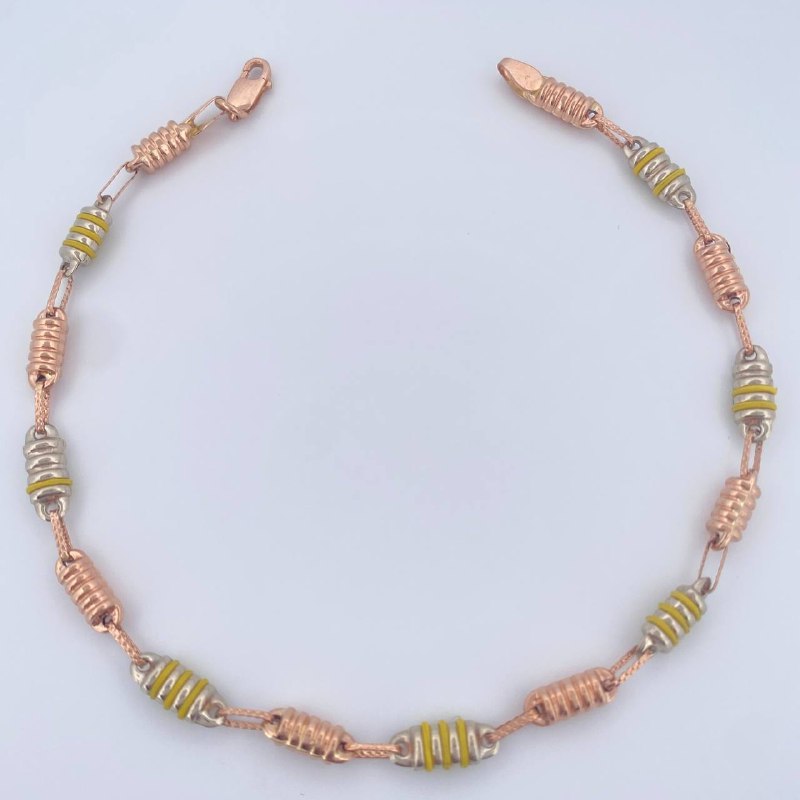 Tobillera Rustica Barril 6.35gr / 25.3cm / Dos Oros Blanco Rosa 18K $
