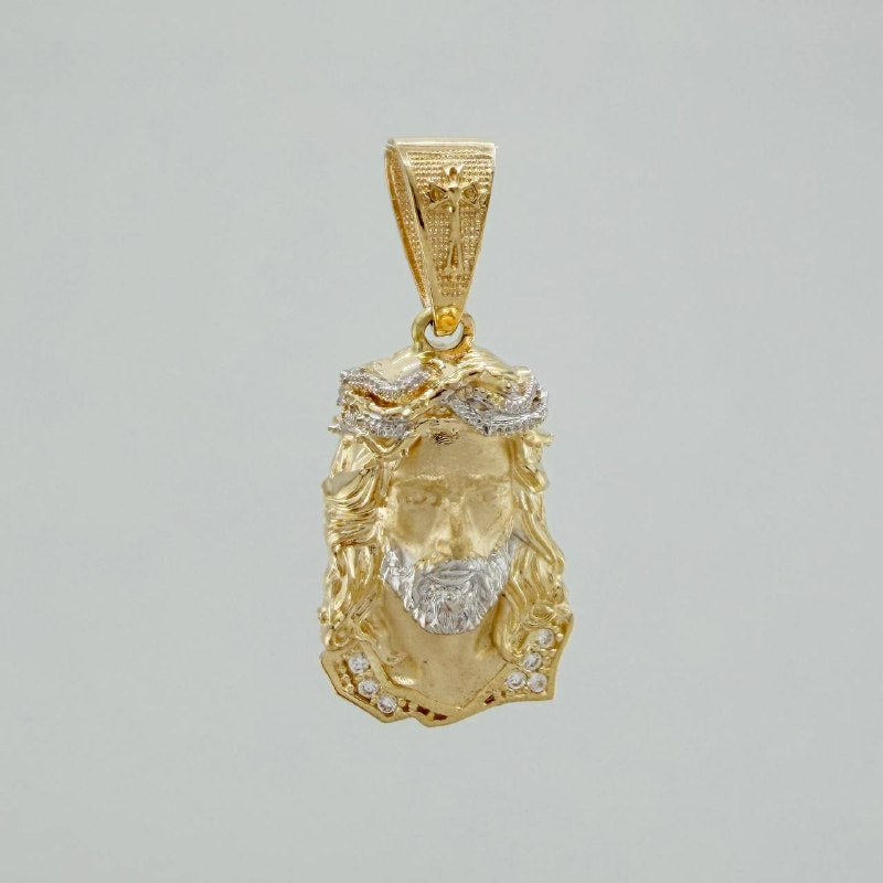 Dije Rostro Cristo 3.8 g / 3 cm Dos Oros Amarillo Blanco 18K