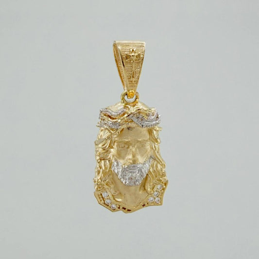 Dije Rostro Cristo 3.8 g / 3 cm Dos Oros Amarillo Blanco 18K