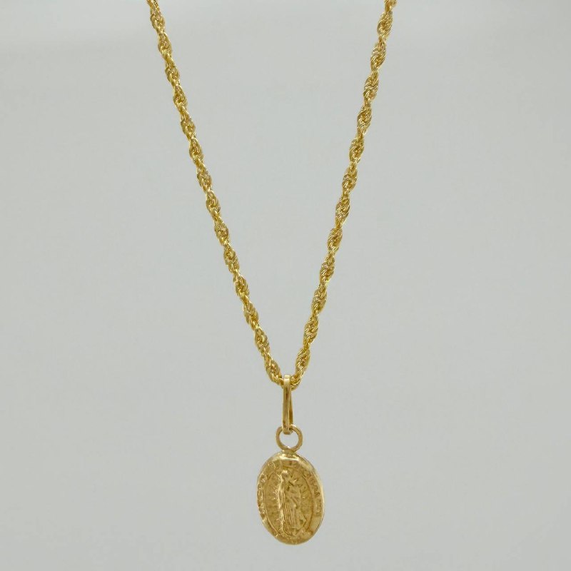 Set Cadena Lazo + Dije Virgen De Guadalupe / 1,2 gr / 44.8 cm Oro Amarillo 18K