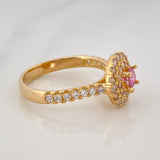 Anillo Solitario Halo Tupido 3.85 g / T6 1/2 Oro Amarillo 18K