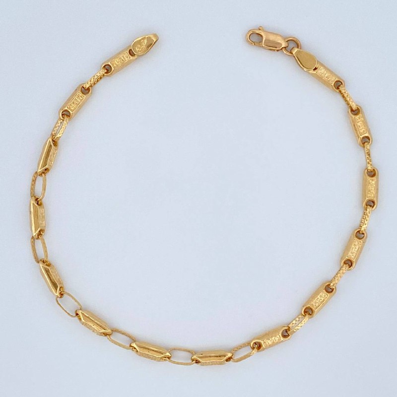Pulso Rustico Tribal 4.5gr / 21.5cm / Oro Amarillo 18K &