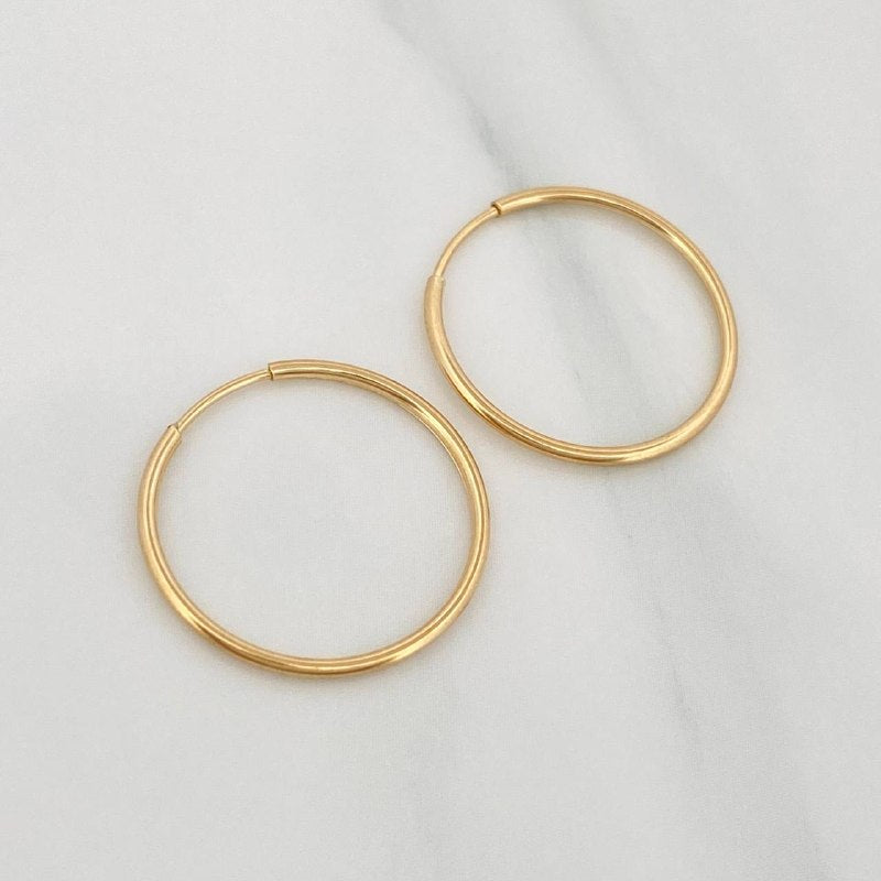 Candongas Aro Liso 1 g / 2 cm Oro Amarillo 18K