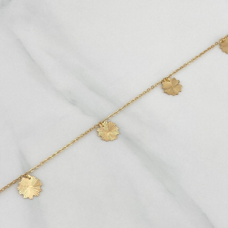 Tobillera Trebol Aro Seguido 2.25 g / 25.5 cm / 1.2 mm Oro Amarillo 18K