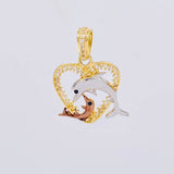 Dije Corazón Delfines 2.3g / 2.8cm Tres Oros 18K