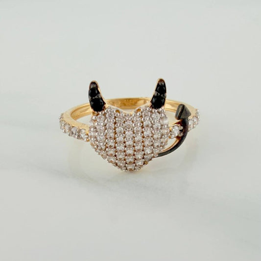 Anillo Corazon Devil 2.6gr / T7 1/4 / 2.1cm / Tres Oros 18K
