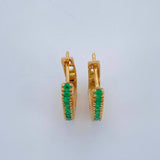 Candongas Carril Cuadrada Esmeralda 2gr / 1.4cm / Oro Amarillo 18K %