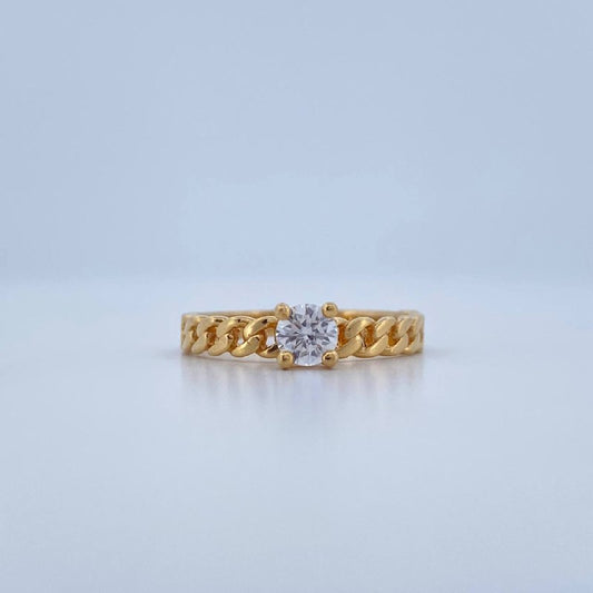 Anillo Solitario Cubano 1.95gr / T5 / Oro Amarillo 18K &