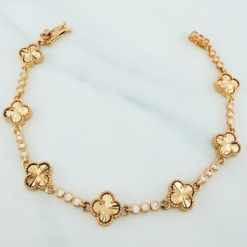 Pulso Tennis Trebol 10.35 g / 18.3 cm / 2.6 mm Oro Amarillo 18K