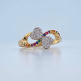 Anillo Infinito Corazones 2.75gr / T6 3/4 / Dos Oros Amarillo Blanco 18K &