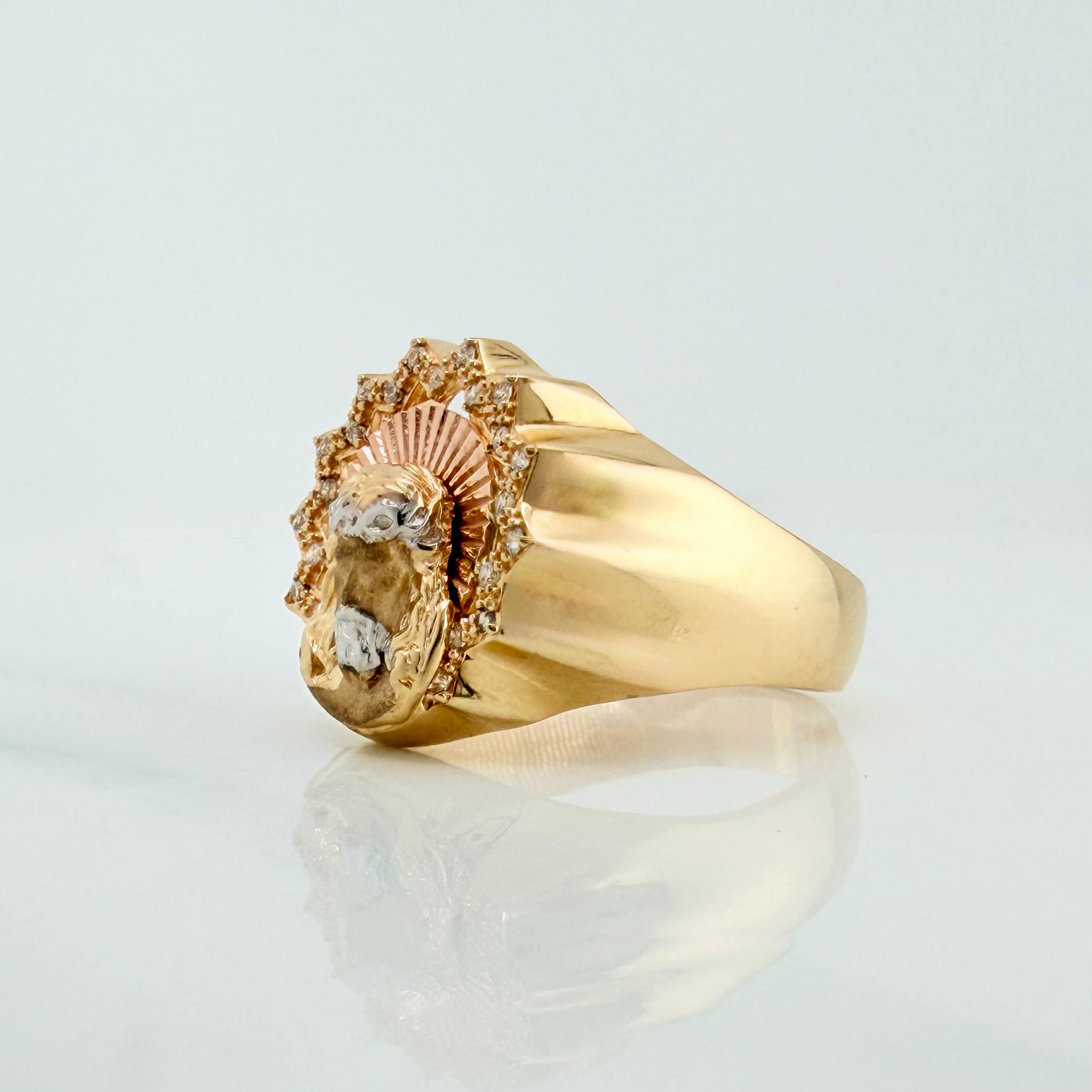 Anillo Rostro Cristo 5.95 g / T9 Tres Oros 18K