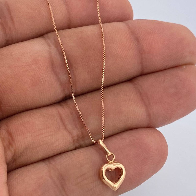 Set Cadena y Dije Veneciana + Silueta Corazon 1.75gr / Oro Rosa 18K (Oferta) $