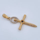 Dije Cruz Halo Espada 3.15gr / 4.2cm / Dos Oros Amarillo Blanco 18K $