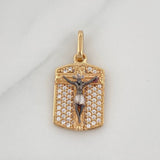Dije Placa Cruz Cristo Milagroso De Buga 2.5 g / 2.2 cm Tres Oros 18K