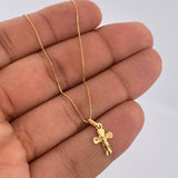 Set Cadena y Dije Veneciana + Cruz Cristo 1.5gr / Oro Amarillo 18K (Oferta) $