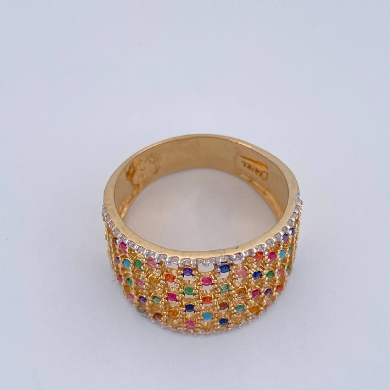 Anillo Malla 5.65gr / T8 1/4 / Dos Oros Amarillo Blanco 18K &