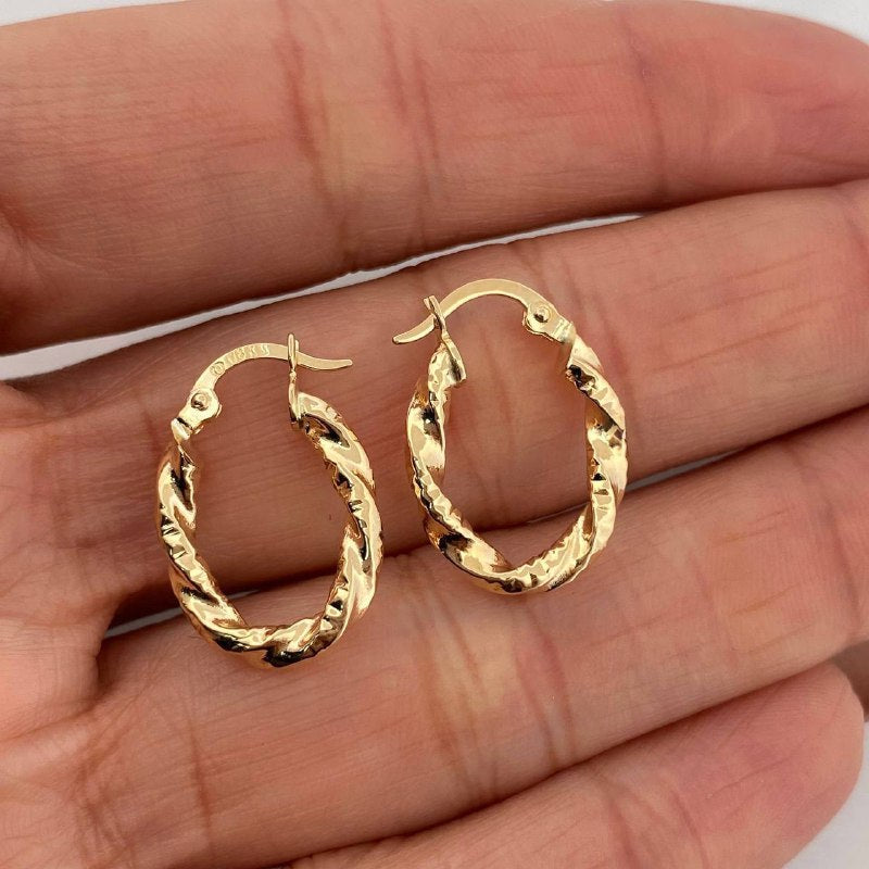 Candongas Milu Ovalada Rayadas 1.55 g / 2 cm Oro Amarillo 18K