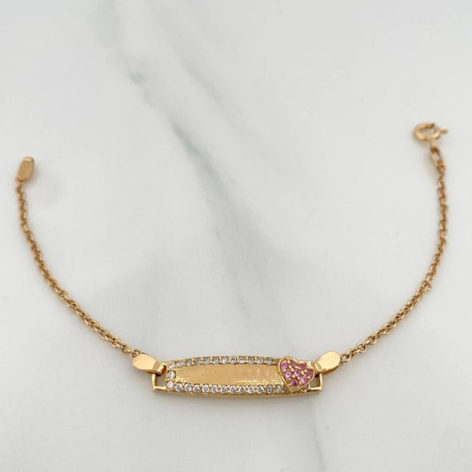 Pulso Bebé Placa Bebe Aro Seguido Corazón 3 g / 14 cm / 0.75 mm Oro Amarillo 18K