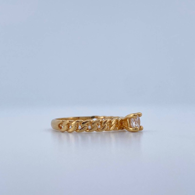 Anillo Solitario Cubano 1.95gr / T5 / Oro Amarillo 18K &