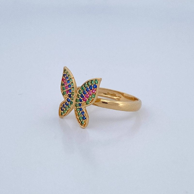 Anillo Mariposas En Relieve 2.5gr / T6 1/4 / Oro 18K $