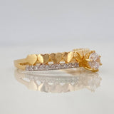 Anillo Solitario Carril Corazones 2.45 g / T6 1/4 Dos Oros Amarillo Blanco 18K