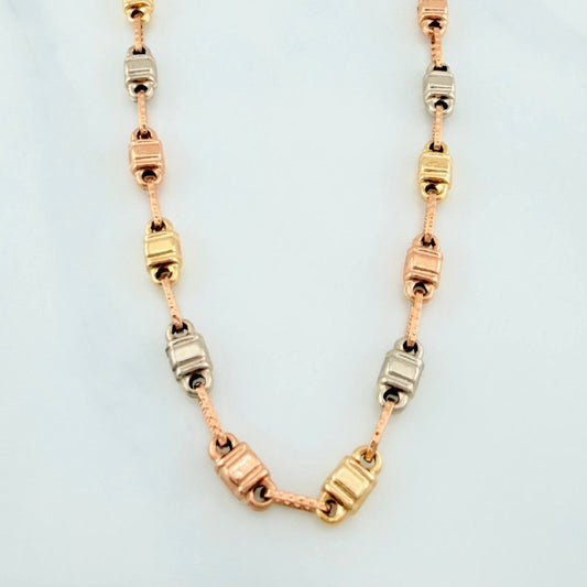 Cadena Rustica Barril 7.7 g / 47.2 cm / 3.5 mm Tres Oros 18K