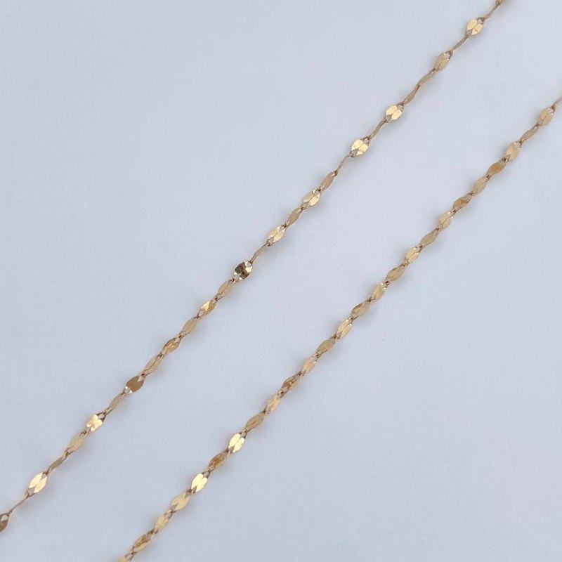 Set Cadena y Dije Flor Espejo + Ancla 0.6gr / Oro Amarillo 18K (Oferta) $