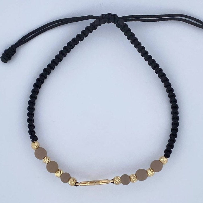 Pulsera Tejida Negra Estrella De David 1gr / Oro 18K $