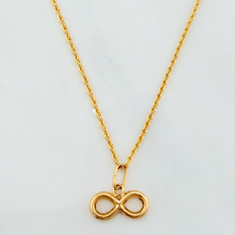 Set Cadena Lazo + Dije Infinito / 1,4 gr / 50 cm Oro Amarillo 18K