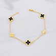 Pulso Trébol Intercalado Diamantados 3.45g / 18.2cm / 1.7mm Oro Amarillo 18K