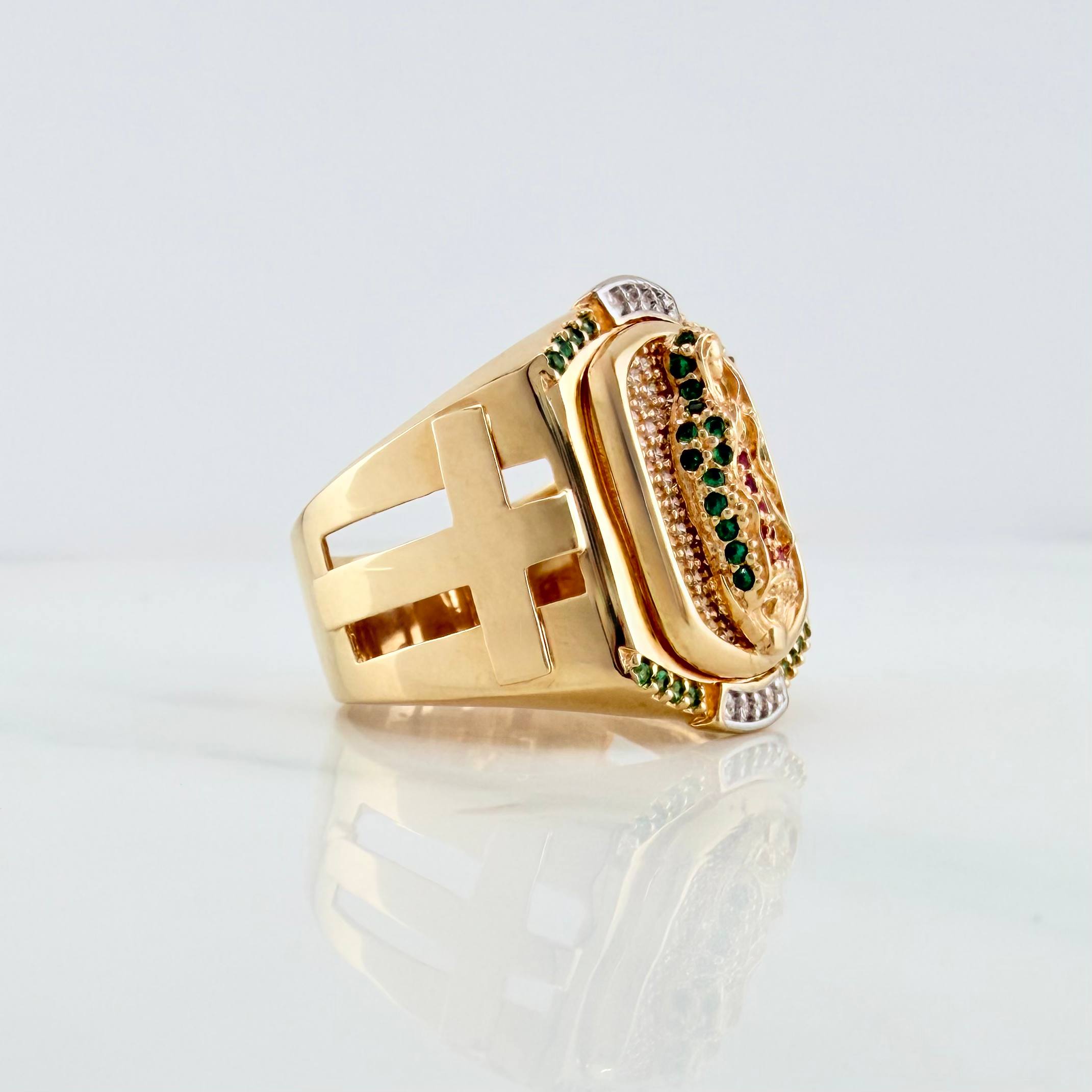 Anillo Virgen De Guadalupe 12.35 g / T9 1/2 Dos Oros Amarillo Blanco 18K