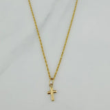 Set Cadena Lazo + Dije Cruz / 1,2 gr / 50.3 cm Oro Amarillo 18K