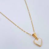 Set Cadena y Dije Flor Espejo + Corazon 1.5gr / Oro Amarillo 18K (Oferta) $