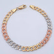 Pulso Cubana 7.2gr / 21.6cm / Tres Oros +3 14K Italy &
