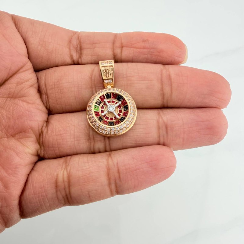 Dije Ruleta Casino Movil 4.55 g / 2.5 cm Dos Oros Amarillo Blanco 18K