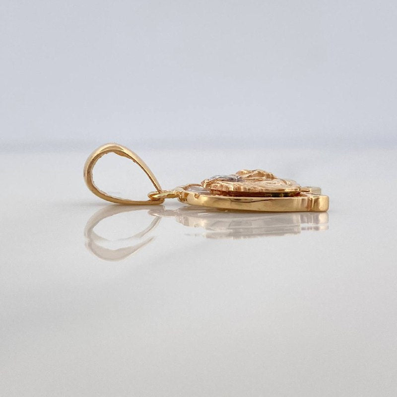 Dije Herradura Caballo 2.55 g / 2.5 cm Dos Oros Amarillo Blanco 18K