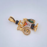 Dije Pato Bolsa De Dinero Botella de Champagne 9.45gr / 4cm / Tres Oros 18K $