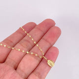 Set Cadena Flor Espejo + Dije Virgen de Guadalupe / 1.25g / 45cm Oro Amarillo 18K